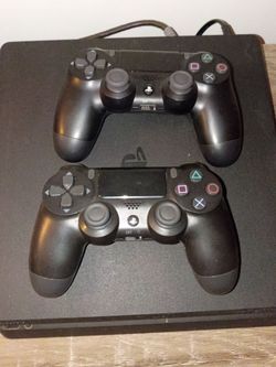 PS4 Slim Console with Two DualShock 4 Controllers