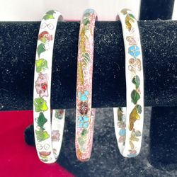 Set Of 3 Asian Cloisonné Bangles 