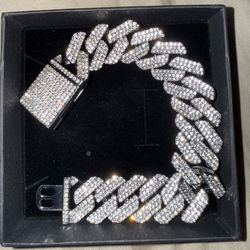 Bracelet moissanite 925 sterling silver Cuban link 8mm