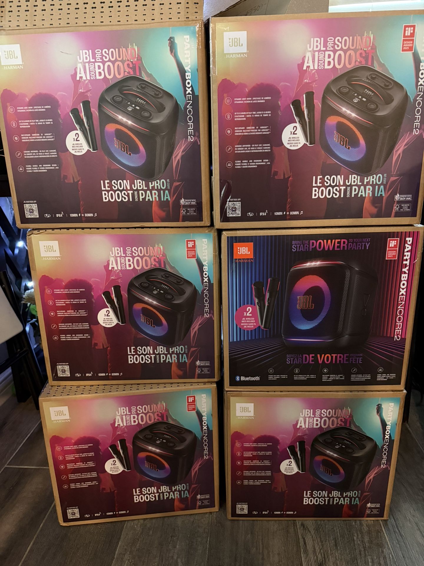 New in box JBL Party box Encore 2 portable party speaker with 2Mics