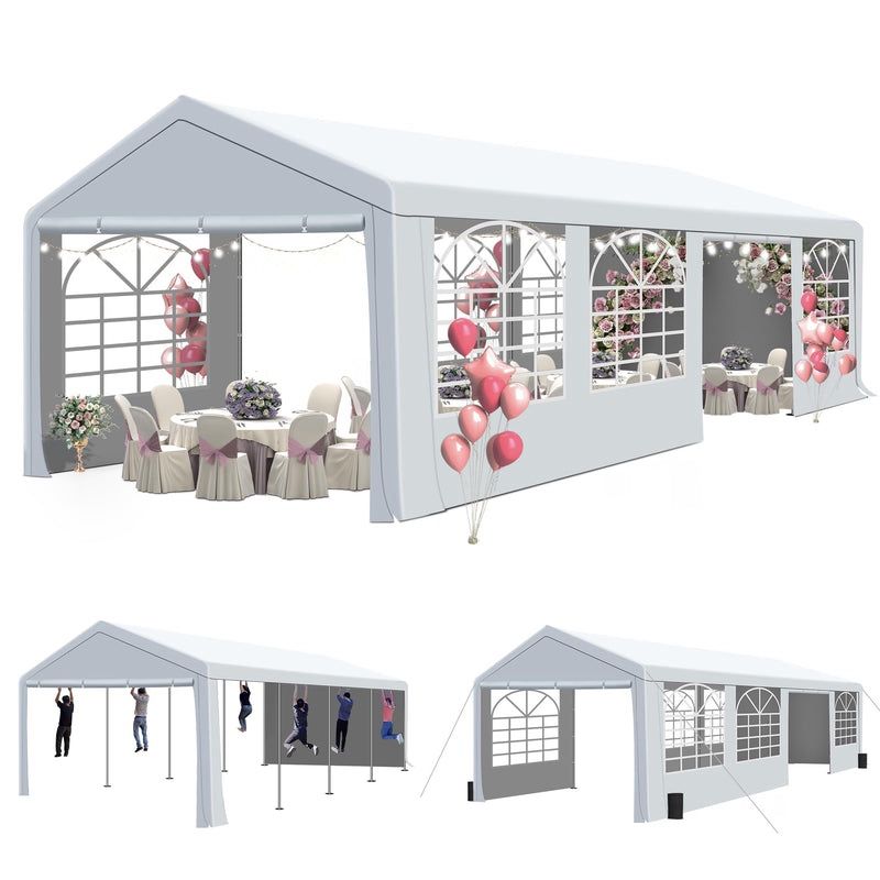 10' x 30' Canopy Party Tent & Carport - Heavy Duty Outdoor Wedding Gazebo with 4 Sand Bags, Event Shelter Canopy for Outdoor Event, Wedding, Birthday