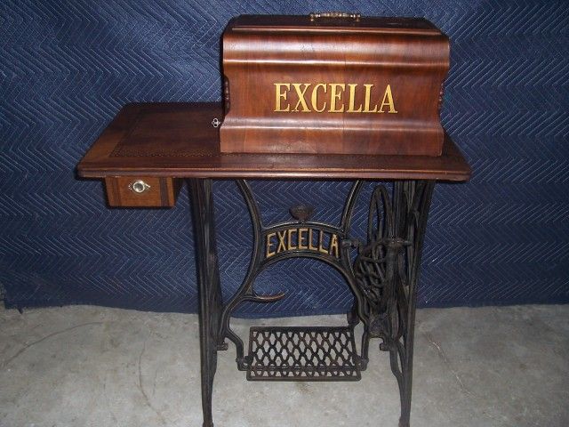 Excella coffin top treadle sewing machine by Haid & Neu.