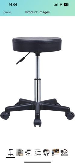 KKTONER Round Bar Stool PU Leather with Footrest Height Adjustable Swivel Pub Chair Home Kitchen Bar stools Backless Stool 