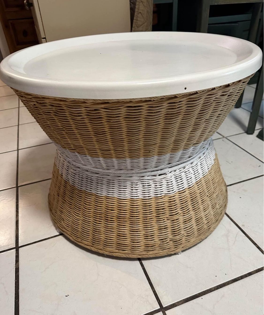 Wicker Garden Coffee Table Metal Top