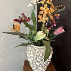 Tropical Floral Bouquet In Shell Vase