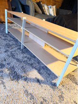 JÄTTESTA TV unit, white/light bamboo, 63x15 3/4x19 1/4"