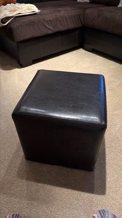 dark brown leather foot ottoman