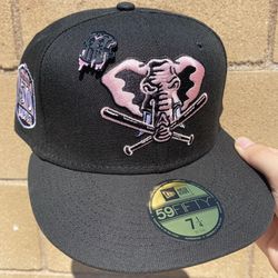 Oakland Athletics New Era 59Fifty Fitted Hat BLACK Pink Under Brim 