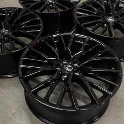 19” NEW Lexus RX F-Sport Gloss Black Wheels Rims Squared Set 19x8 +35 (5x114.3) fits NX RX UX   Fits LEXUS IS300 IS250 IS350 IS200T RC200T RC350 RCF G