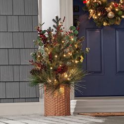 Pre-Lit 3.5' Holiday Porch Topiary - Red