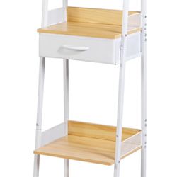 Brand New 4-Tier Bathroom Ladder Shelf, Bathroom Organizers and Storage Shelf, Bookcase with Storage Rack, Freestanding Shelf with Drawer for Living R