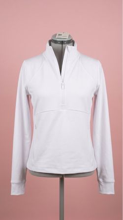 White Quarter-Zip Athletic Pullover
