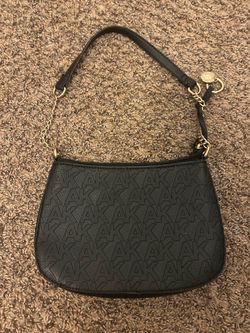 Anne Klein Black Monogram Mini Shoulder Bag