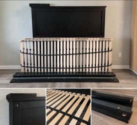Queen Bed Frame with Headboard – Black Metal – Excellent Condition