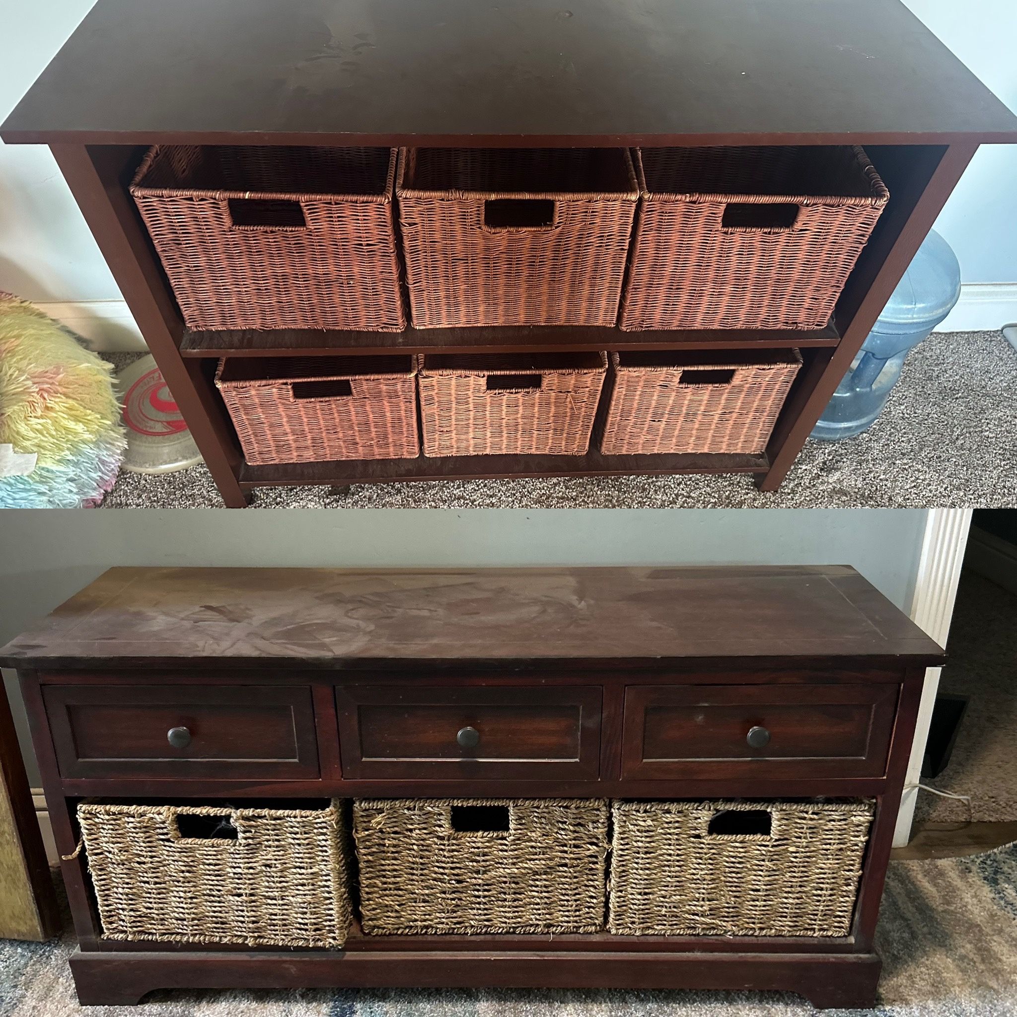 Table With Baskets And Bench With Baskets