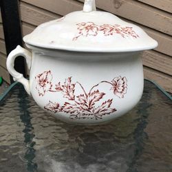 Vintage Floral Decorated Early 1900s Chamber Pot
