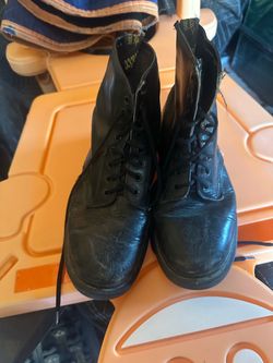 Black Leather Lace-Up Combat Boots