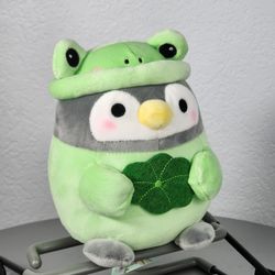8" Takashoji Penguin In Green Frog Costume Plush