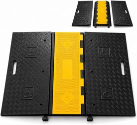 5-Channel Cable Protector Ramp 3-Piece Heavy Duty Cord Cover Black/Yellow