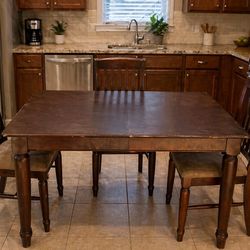 Rectangle table with Leaf & 3 Matching Chairs