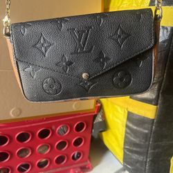 Louis Vuitton Embossed Leather Chain Clutch – Authentic – Made in France