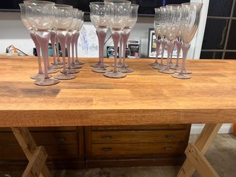 Set of Wine Glasses with Purple Stems
