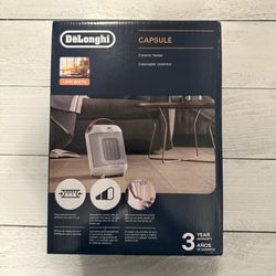 DeLonghi HFX30C15W Portable Capsule Compact Ceramic Indoor Heater White 1500W