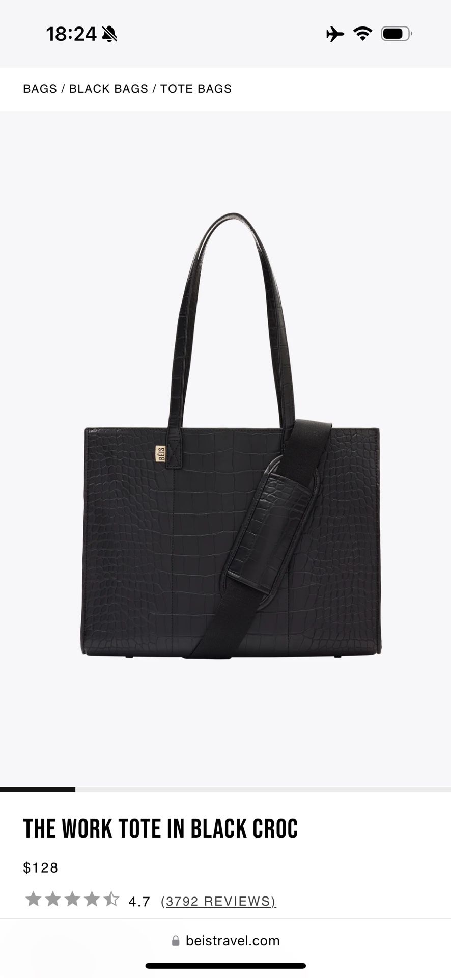 NWT Black Croc Beis Tote