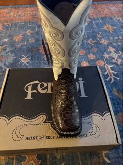 Ferrini Kai chocolate square toe boots size 11 1/2” brand new