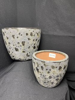 Black Lava Ceramic Pots-Ceramic Garden Planters($35 set of two)