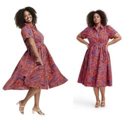 ALEXIS X Target Tropical Leaf Dress pockets vintage 50s shirt dress cut full skirt New with tags  This was worn for a photo shoot only (a few wrinkles