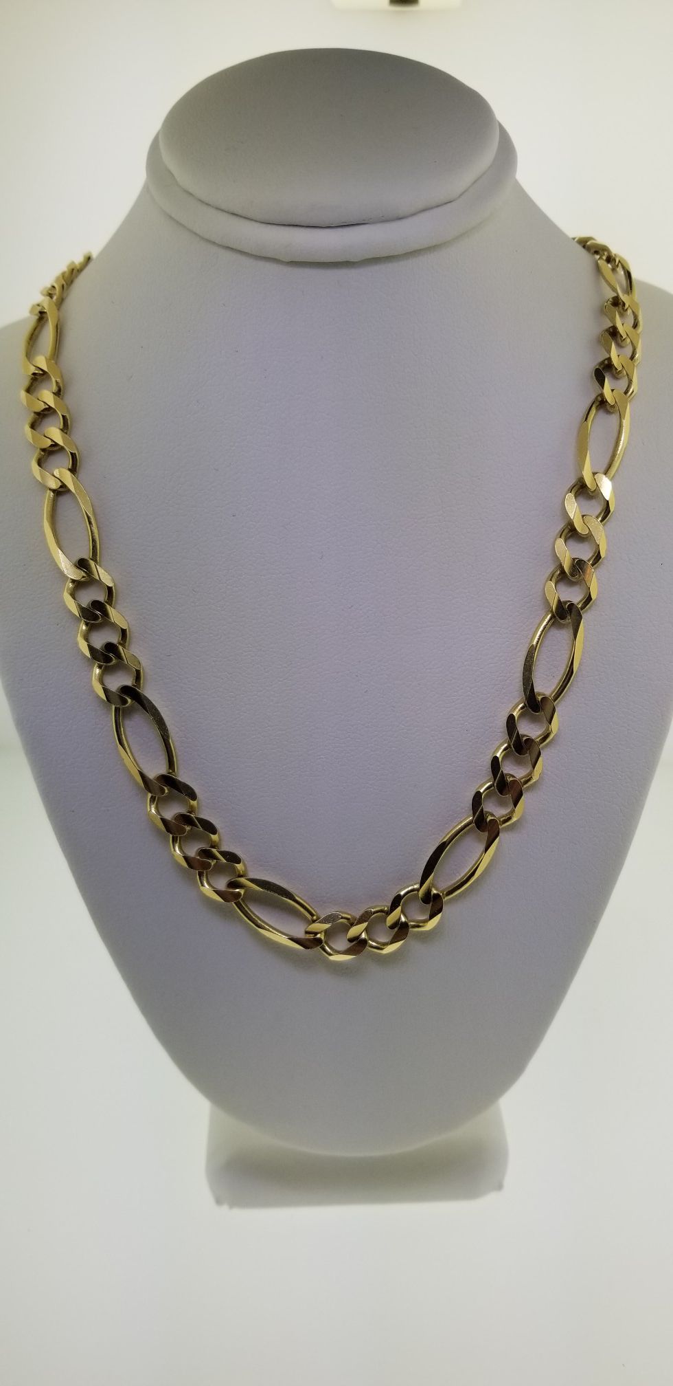 14k Yellow Gold Figaro Miami Cuban Chain Necklace