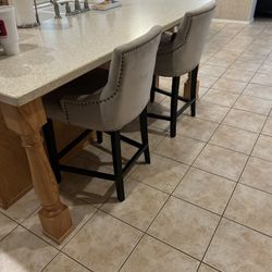 Light Grey Velvet Bar Stools