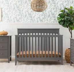 Gray Crib with mattress