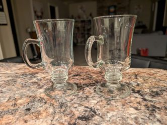 Set of 2 Glass Irish Coffee Mugs