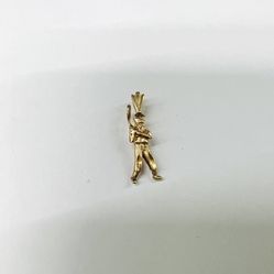 14k Yellow Gold Small Baseball Player Pendant Charm