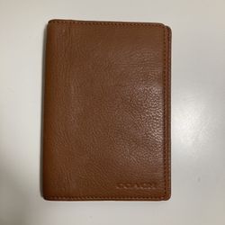 Authentic Coach Brown Leather Passport Holder Case & Wallet