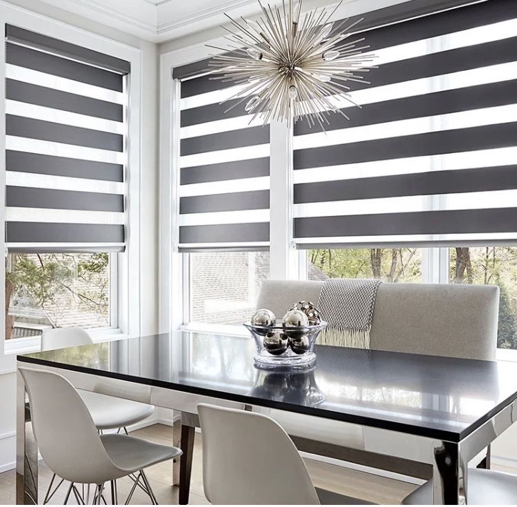 Zebra Blinds, Roller Shades, Honeycomb, Venetian blinds Honeycomb. On Sale 52” wide x 38” high. $50 Free motorized with purchase of 6 windows or mor
