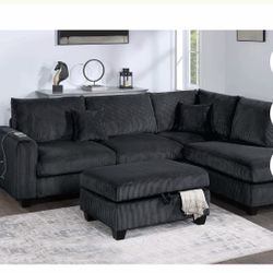 3pc Sectional With Ottoman Set 