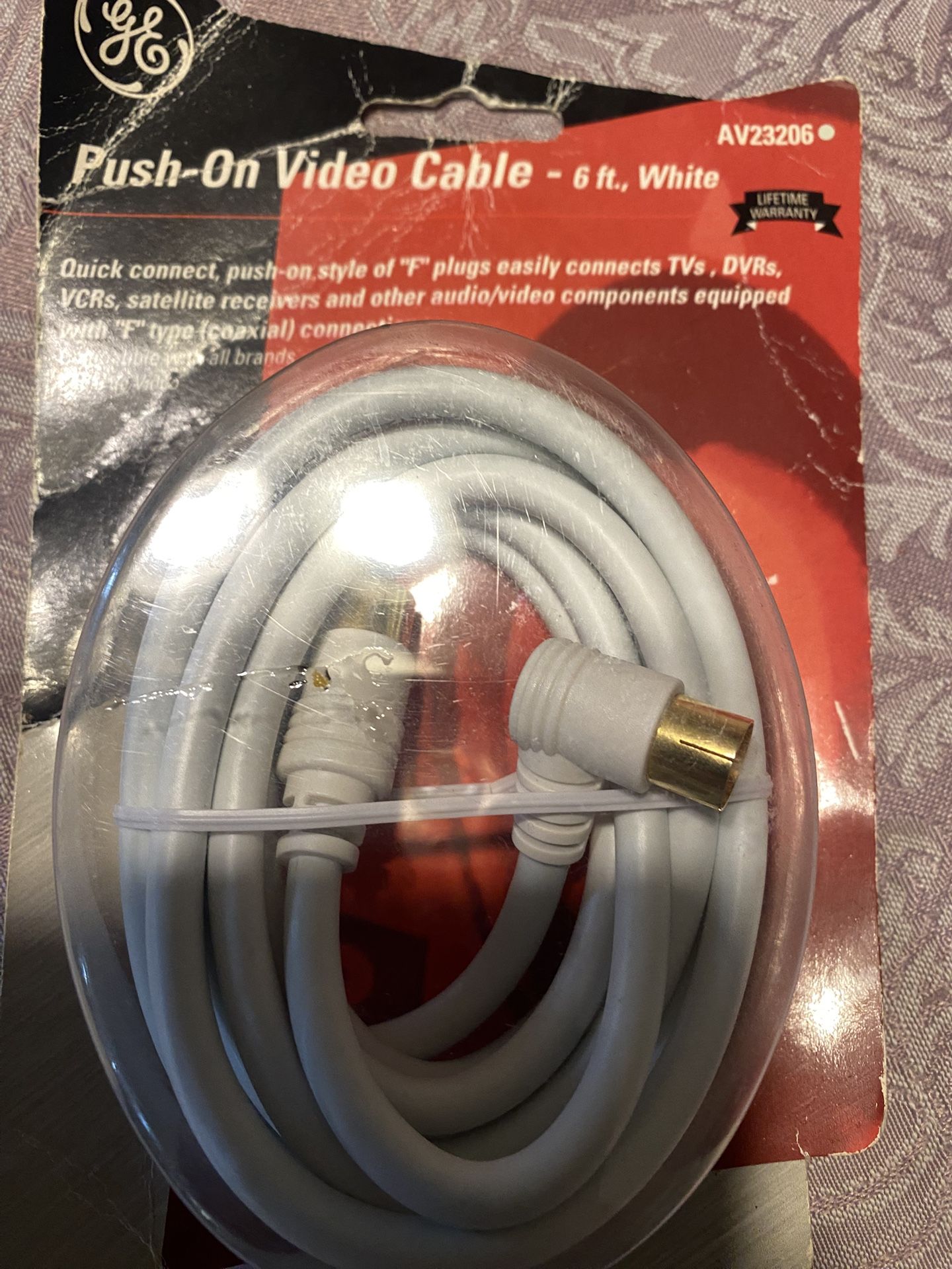 GE push on videos 6ft white