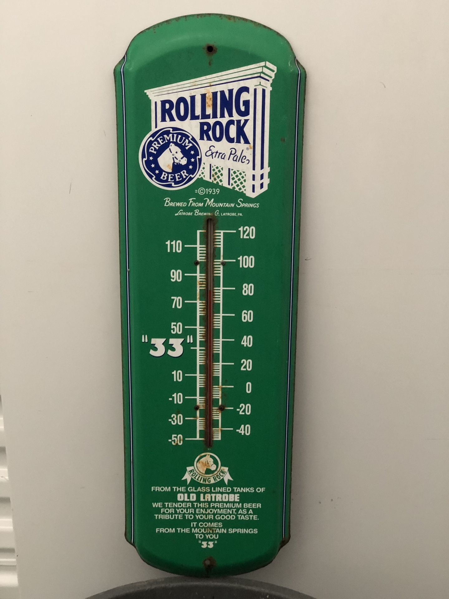 Vintage Rolling Rock Extra Pale Thermometer. Antique.