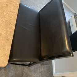 Black Leather Solid Wood Bar Stools And Bench