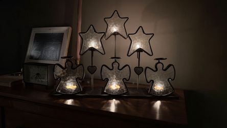 Angel and Star Tealight Candle Holder Set