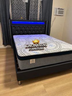 New Queen bed frame with mattress