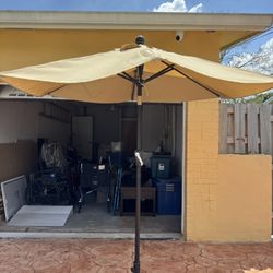 Beautiful Patio Umbrella With Crank Handle And Base Included