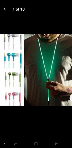 Luminous Bass Sport Glow In The Dark Zipper Metal Earphones Earbuds with Mic