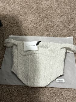 Manière De Voir US Size 6 Boucle Denim Bardot Corset Top and US Size 4 Mini Skirt in Off White