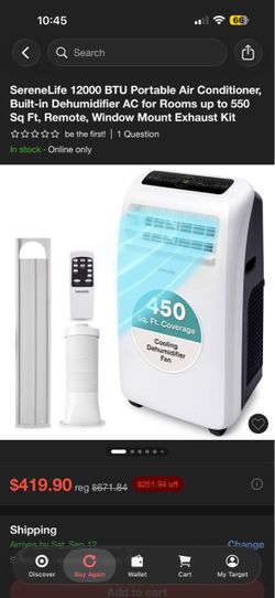 SereneLife Portable Air Conditioner ( Like New )