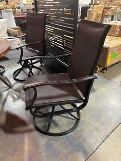 Newly Assembled Patio Swivel Dining Chairs Set of 2 Outdoor Metal Chair with Textilene Mesh Fabric