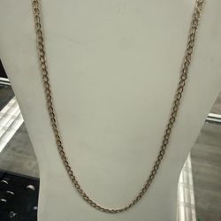 14kt Hollow 2 Toned Cuban Linked Chain 26 Inches